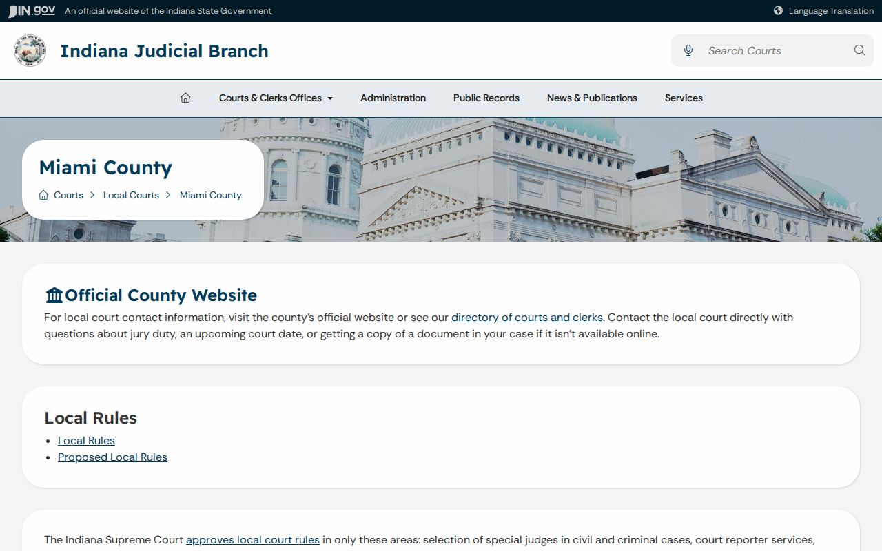 Miami County court docket state court resource page