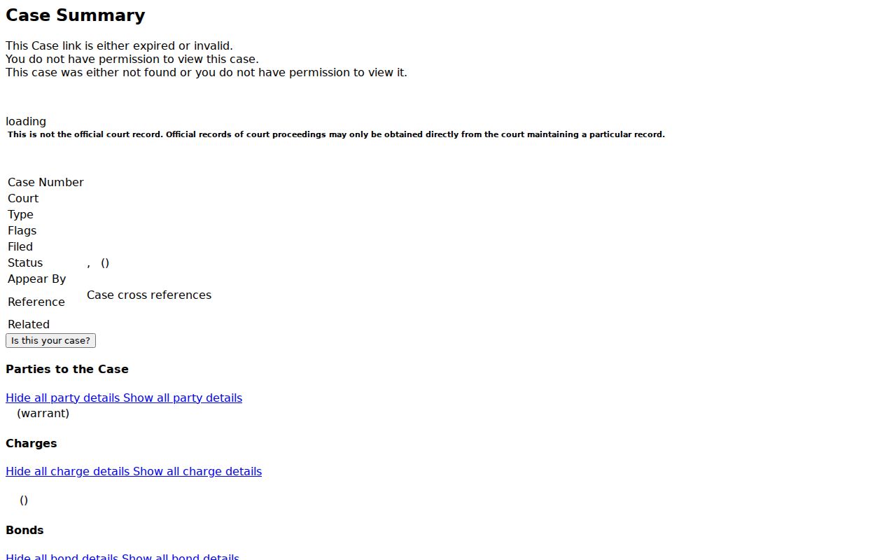 Miami County docket search result field layout