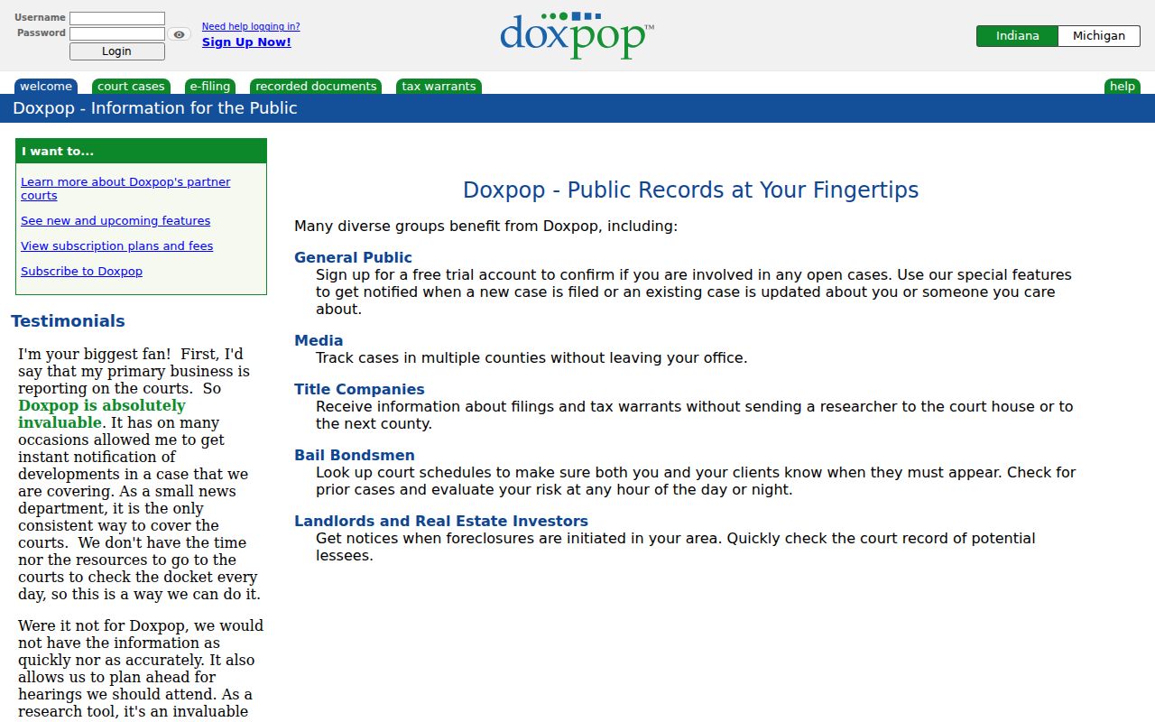 Miami County docket search Doxpop access choices