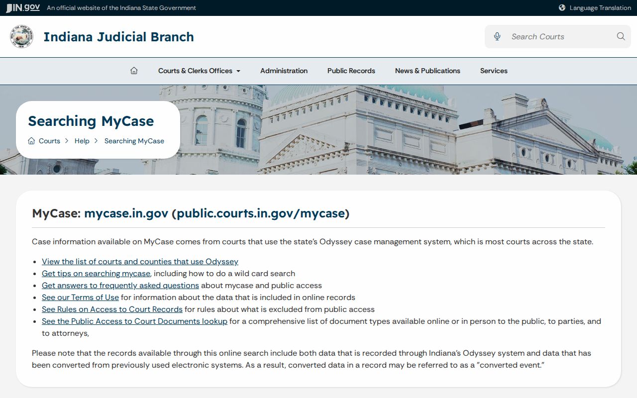 Miami County docket search MyCase limits and captcha notice