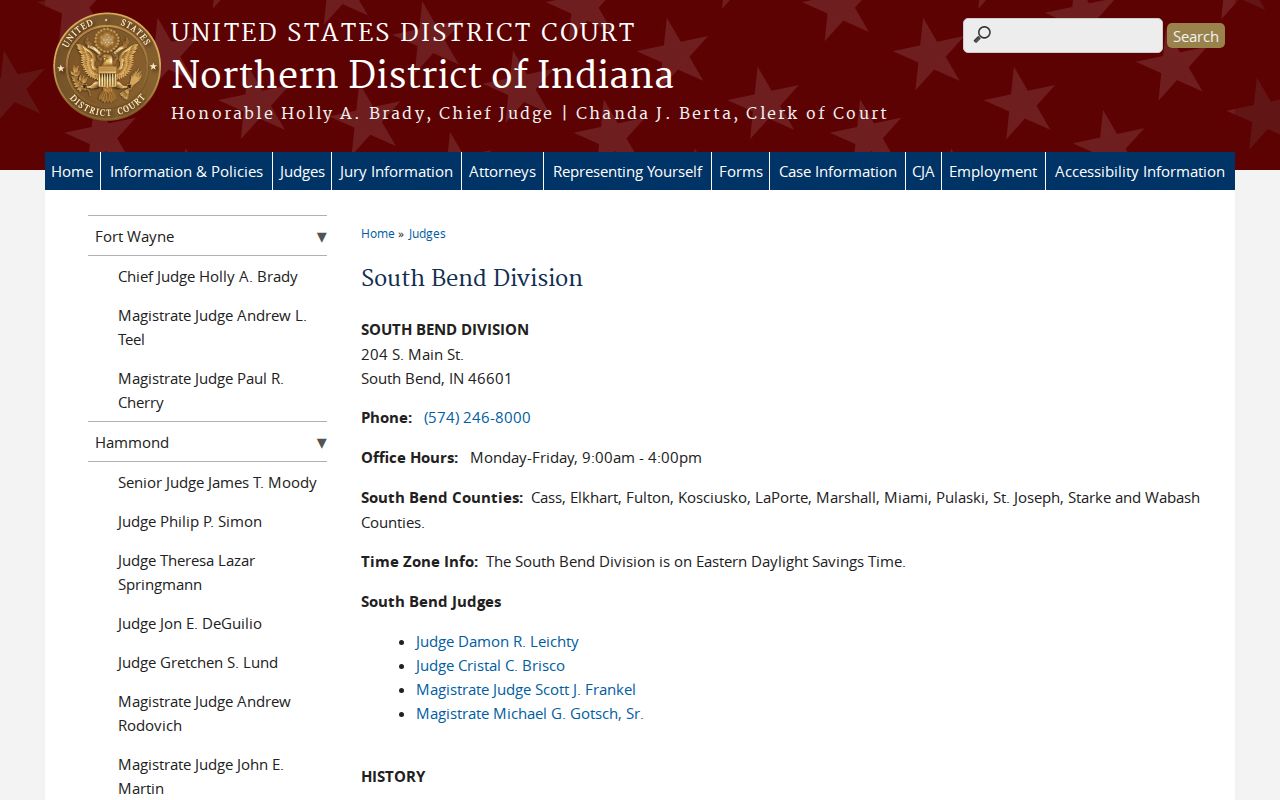 Northern District of Indiana South Bend Division serving Miami County